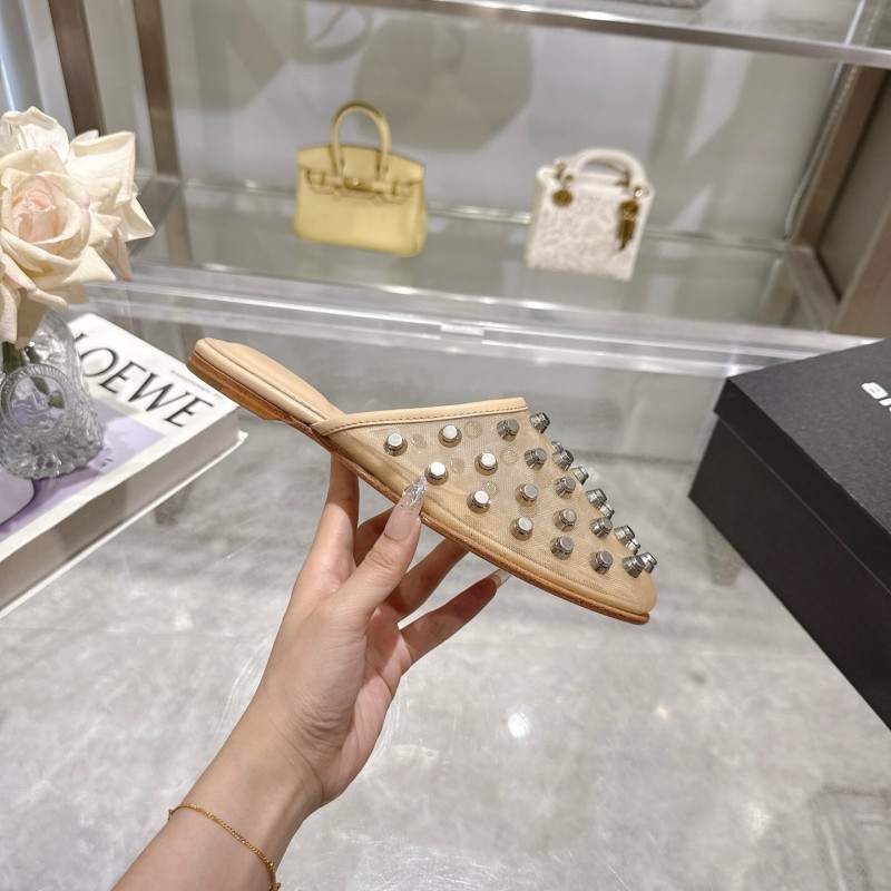 2025 Slippers Alexander Wang Beige Leather Studded LY00310
