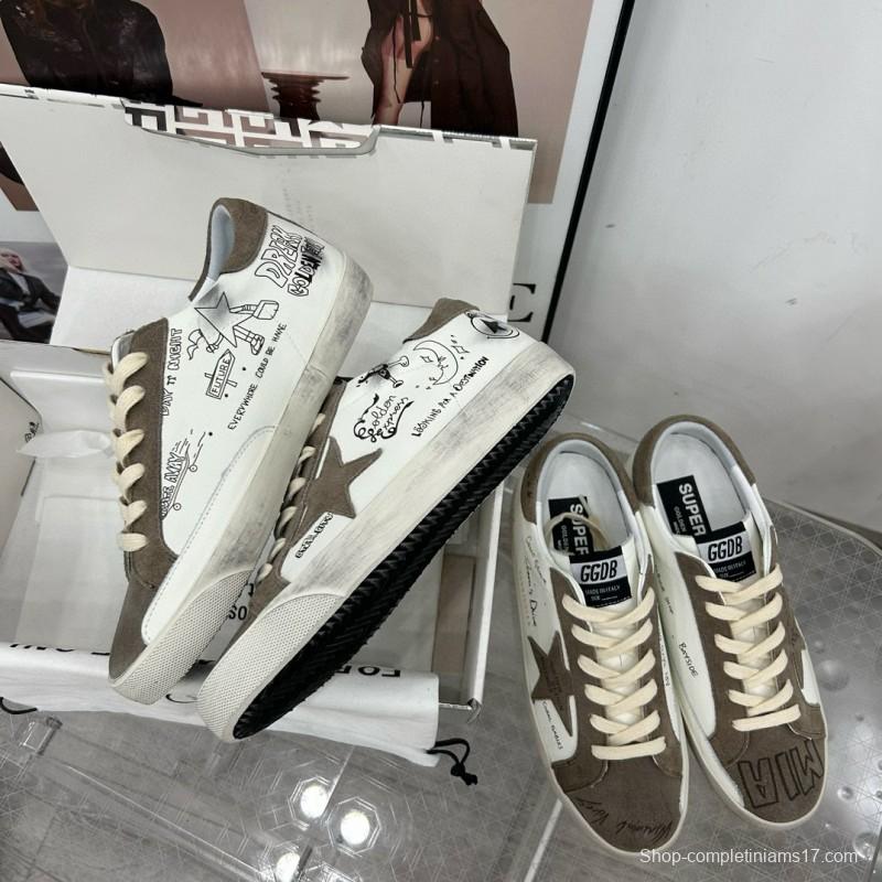 2025 Unisex GGDB White Grey Suede Calf Leather Sneakers