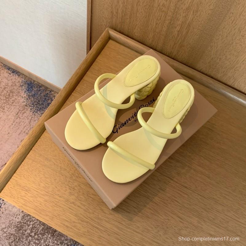 2025 Women Gianvito Rossi Yellow Leather Sandals
