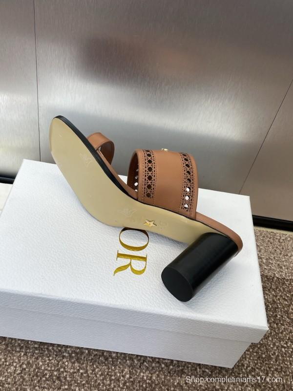 2025 Women Dior Brown Leather Sandals