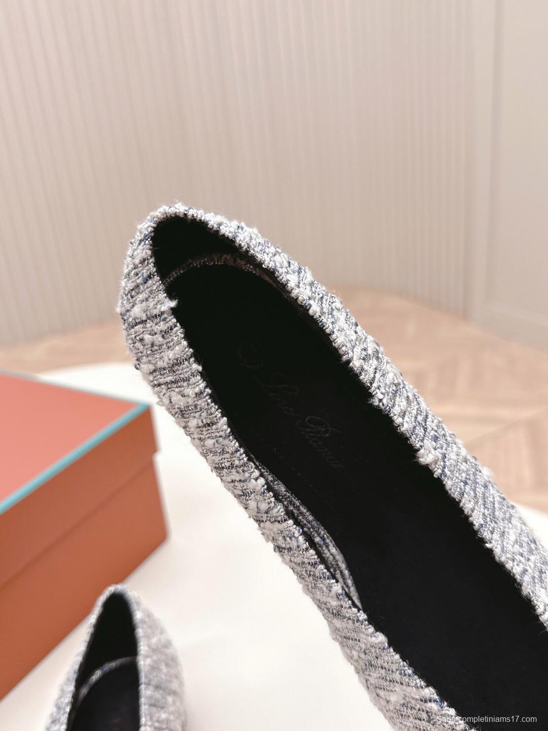 2025 Women Le Parmentier Grey Blue Knitted Leather Loafers