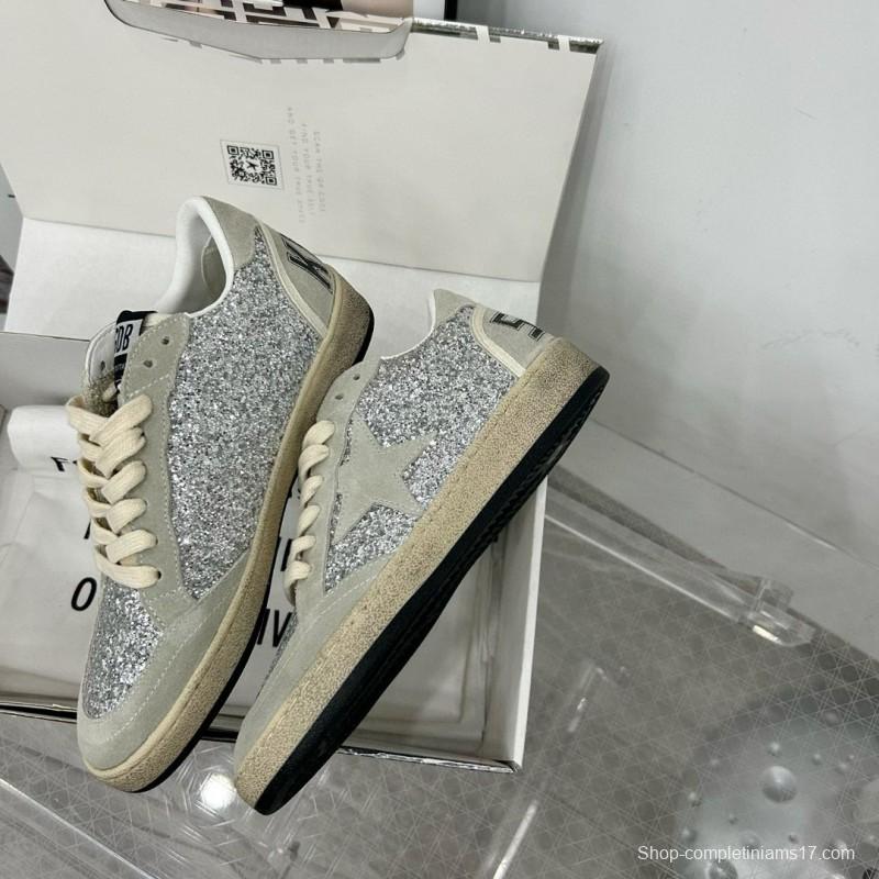 2024 Unisex GGDB Silver Grey Suede Glitter Low Top Sneakers MJ00260