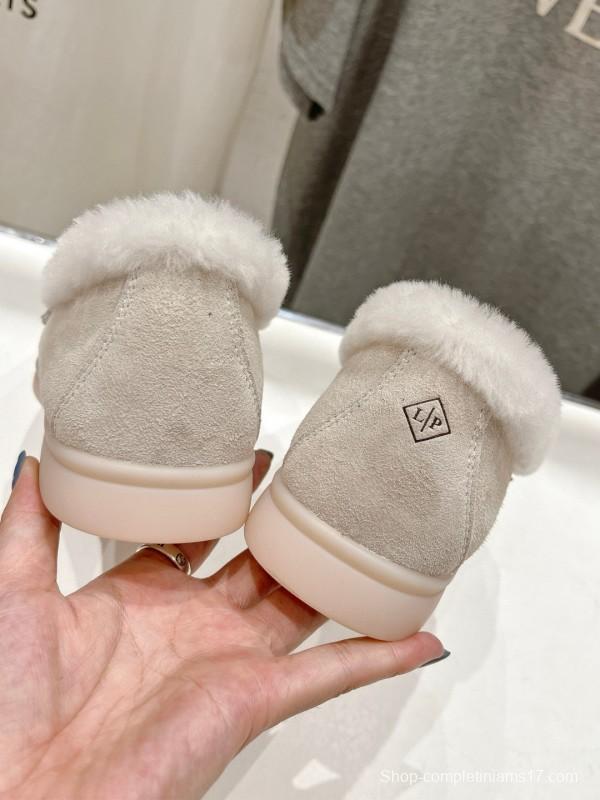 2024 Women LP Beige Suede Loafers Furry Lining MJ00300