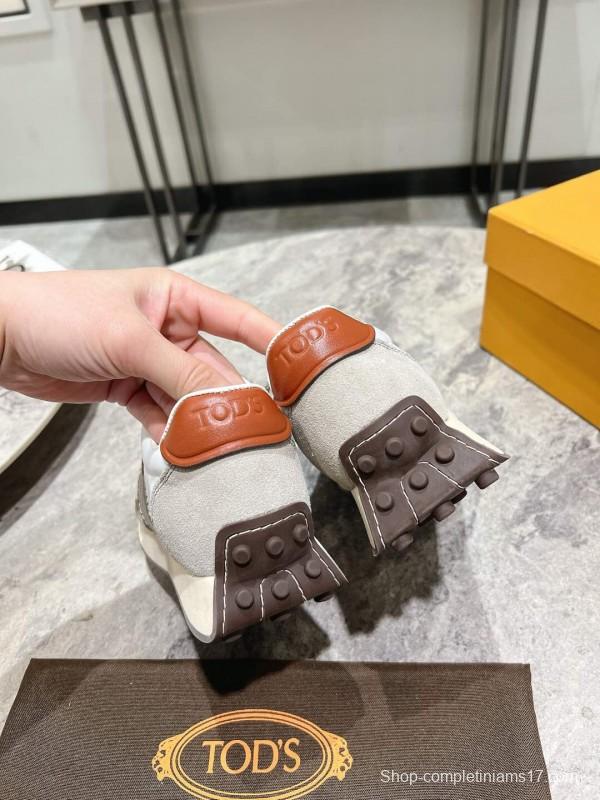 2025 Women TOD'S White Beige Suede Nylon Sneaker KFY00330