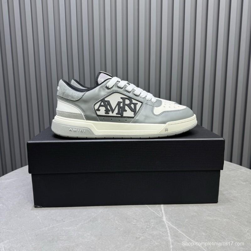 2025 Unisex Amiri White Grey Leather Sneakers MJ00360