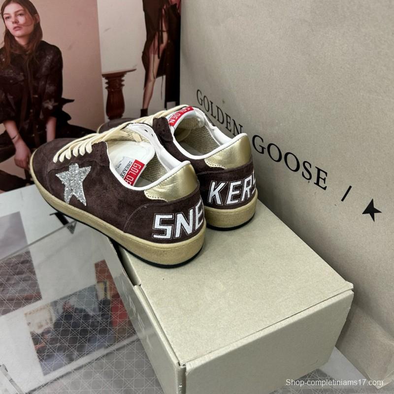 2024 Unisex GGDB Brown Silver Suede Leather Sneakers MJ00260