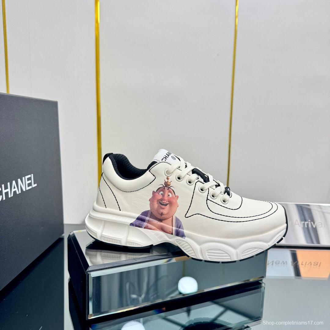 2025 Women Chanel White Leather Sneakers