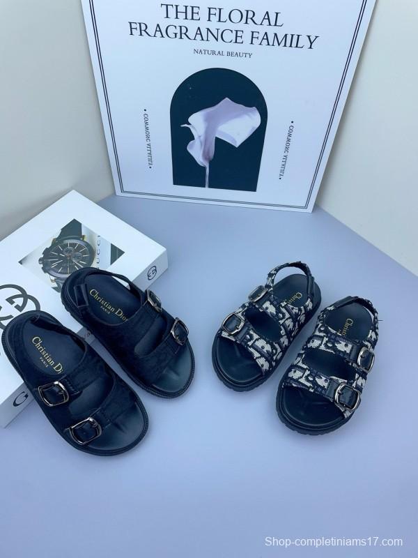 2025 Kids Gucci Black Leather Sandals