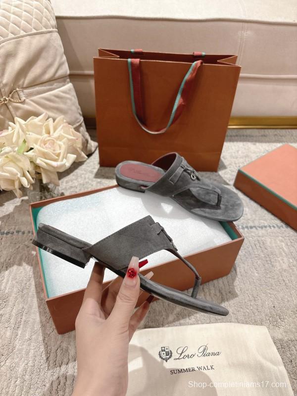 2025 LP Gray Suede Slippers Ly00250