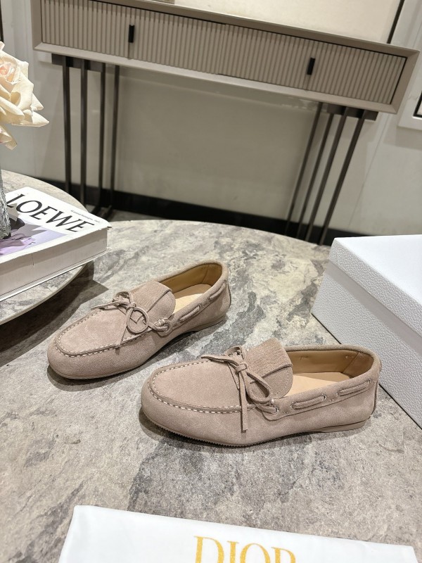 2025 Women Dior Beige Suede Loafers