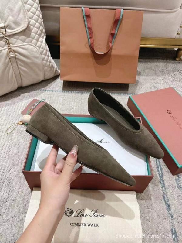2025 Women LP Brown Suede Ballet Flats