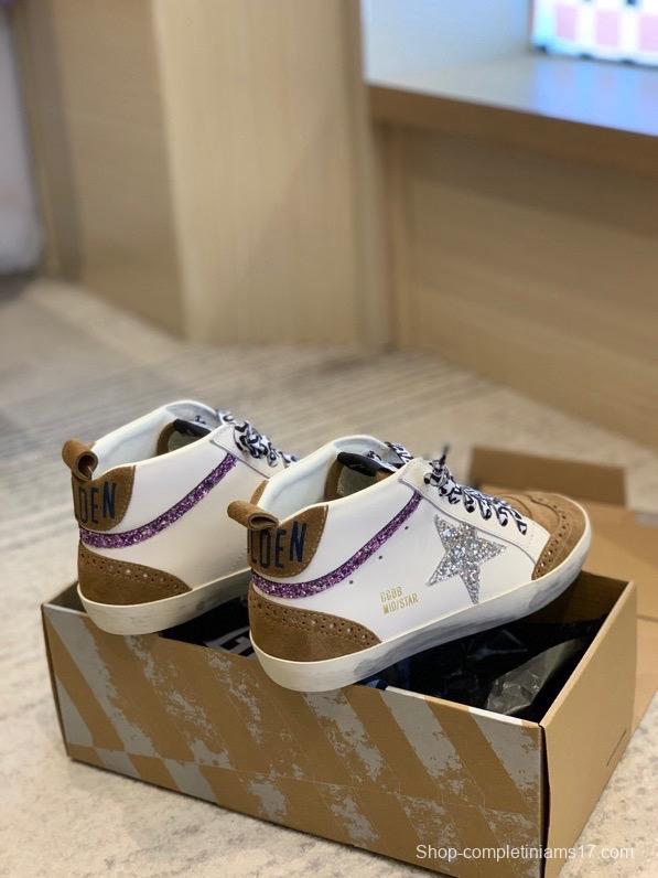 2024 Unisex GGDB White Brown Suede Leather High Top Sneakers MJ00300