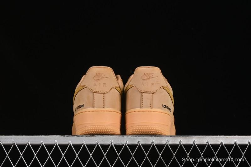 Louis Vuitton x Nike Air Force 1 '07 Low Casual Sneakers with Monogram Print in Wheat - CJ9179-200