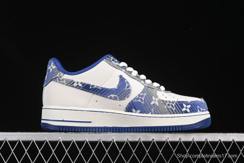 Nike Air Force 1 '07 Low LV Collaboration Gray Blue Denim Casual Sneakers - SC9207-540