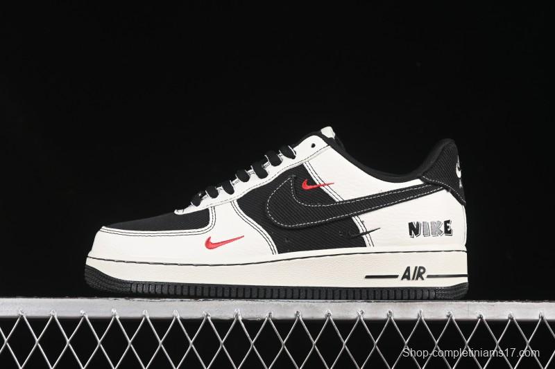 Nike Air Force 1'07 Low Black White Triple Swoosh Casual Sneakers - SC9207-537
