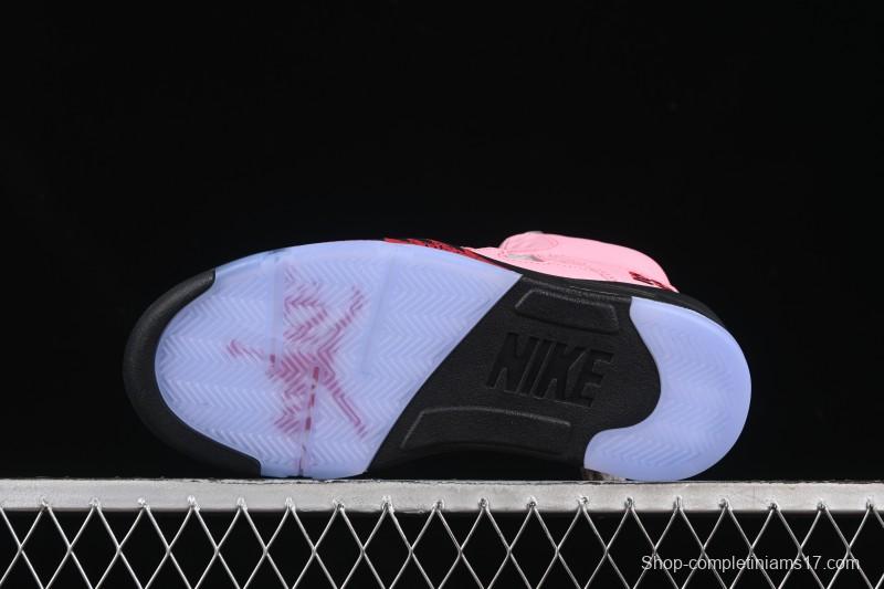 Awake NY Air Jordan 5 Retro Sneakers with Arctic Pink Colorway and Awake NY Logo Mesh - DV4982-600