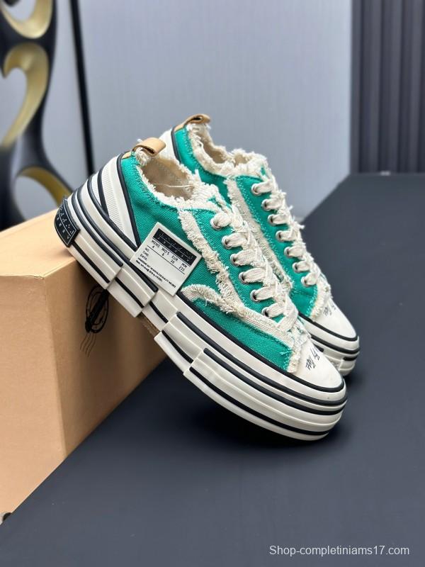 2025 Unisex XVESSEL Green White Canvas Low-Top Vulcanized Sneakers AS00240