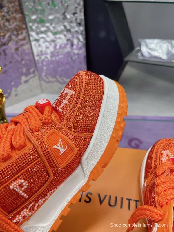 2025 Unisex Louis Vuitton Orange Crystal Plimsolls Bing Bing AS00420