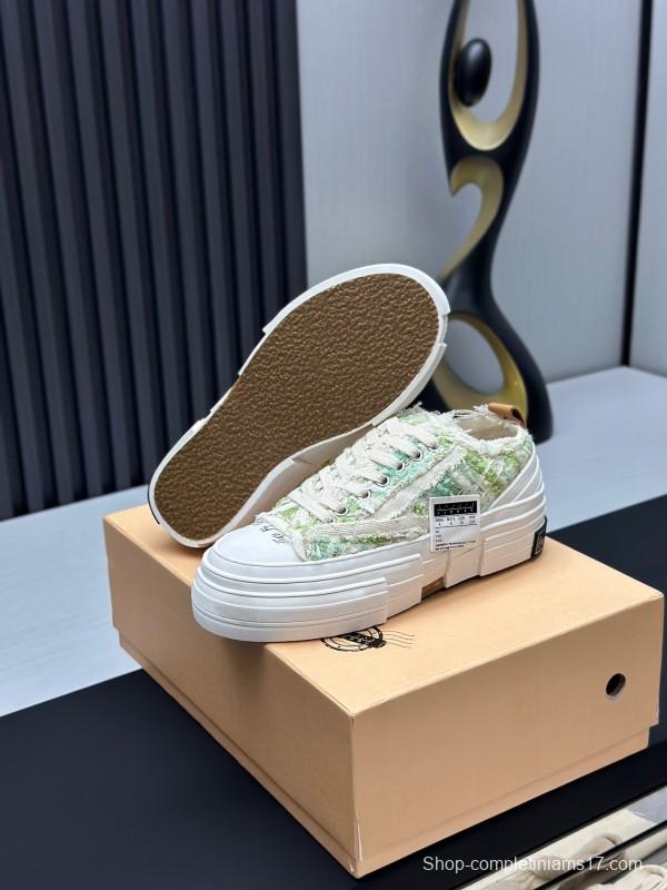 2025 Unisex XVESSEL White Green Canvas Plimsolls Vulcanized AS00260