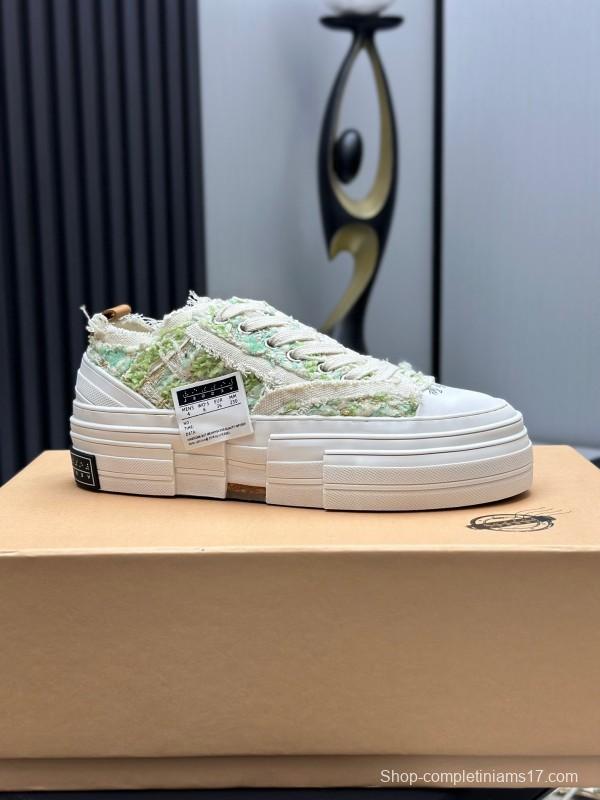 2025 Unisex XVESSEL White Green Canvas Plimsolls Vulcanized AS00260