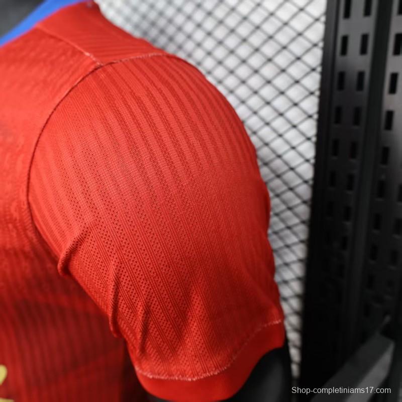 Player Version 25/26 Barcelona Travis Scott Blue with Red Half Split Jersey