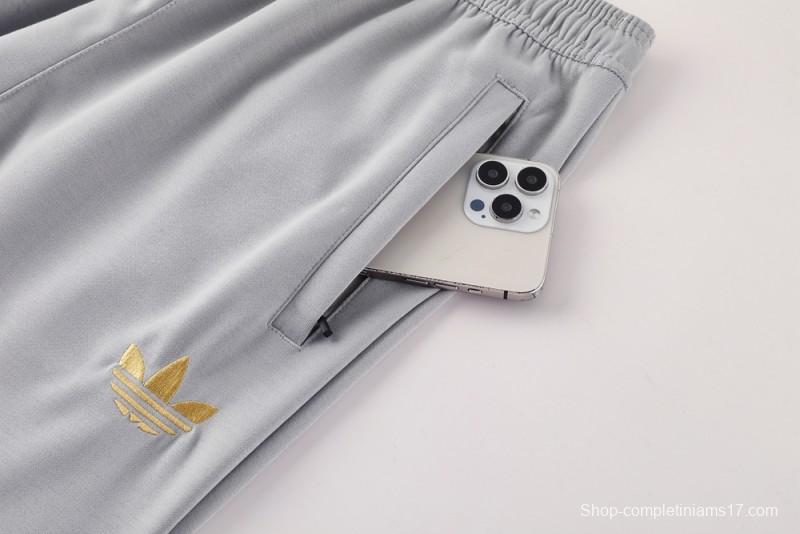 25/26 Manchester United Hooide Grey Full Zipper Jacket + Long Pants