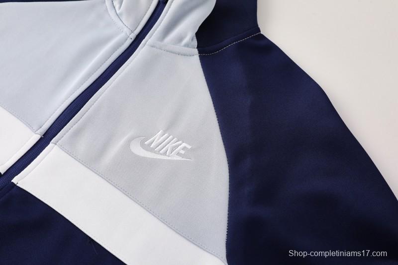 2025 Nike Grey/Navy Full Hoodie Zipper Jacket +Long Pants