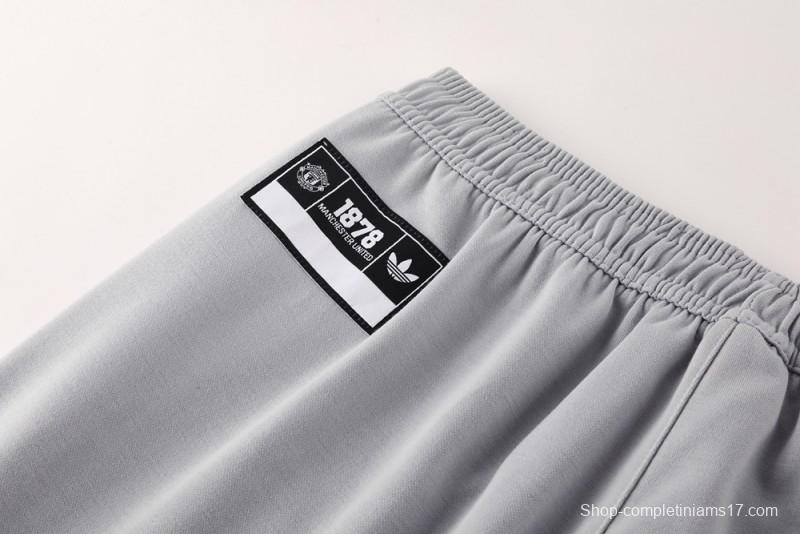 25/26 Manchester United Hooide Grey Full Zipper Jacket + Long Pants