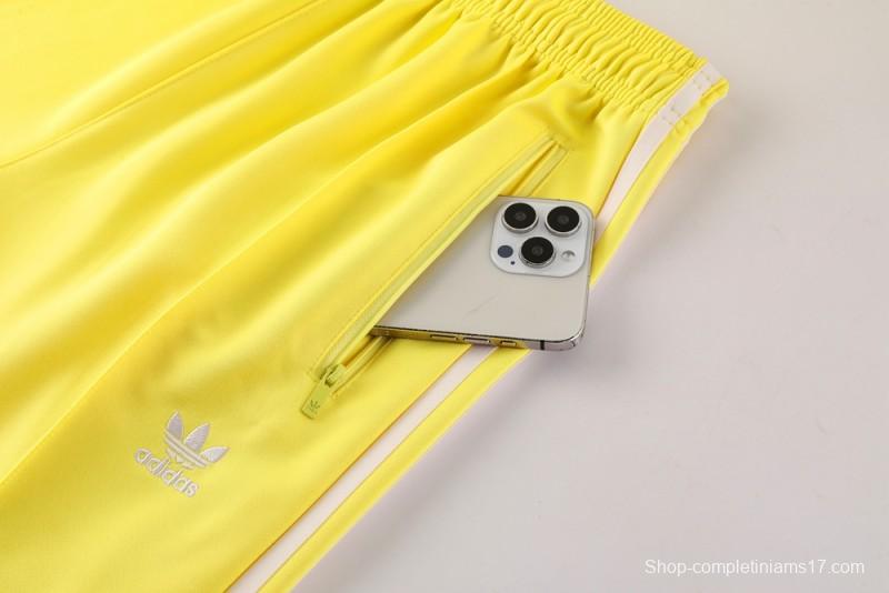 2025 Adidas Original Yellow Full Hoodie Zipper Jacket +Long Pants