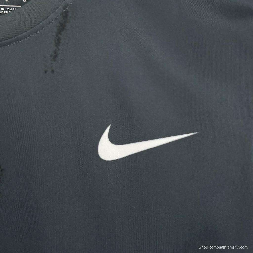 2025 NIKE Training Dark Grey with Abstract Paint Brush Pattern T-Shirt #1045