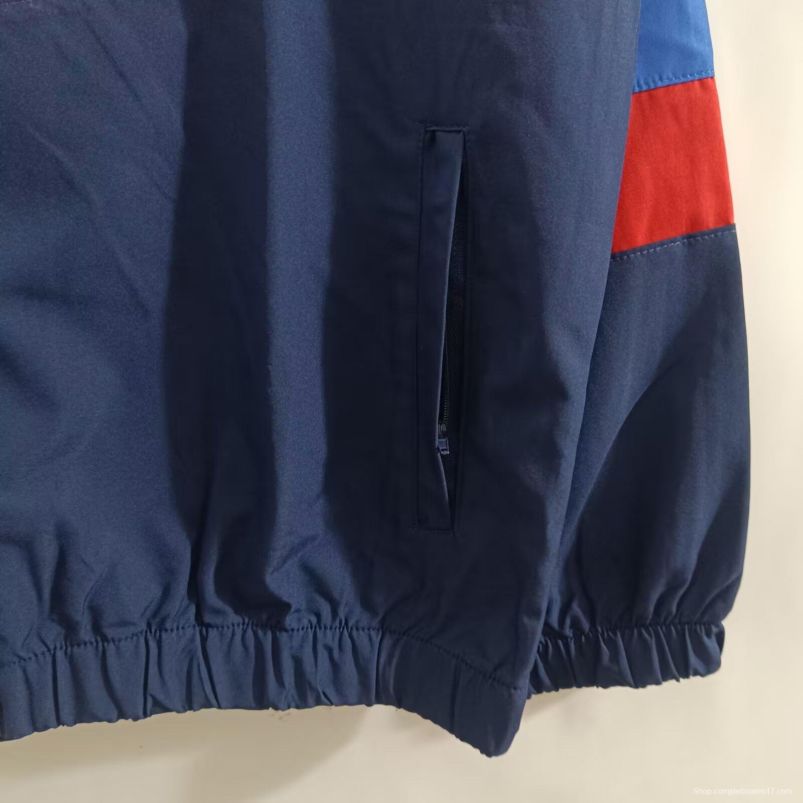 25/26 FC Barcelona Mint Green & Navy with Chevron Stripe Pattern Windbreaker