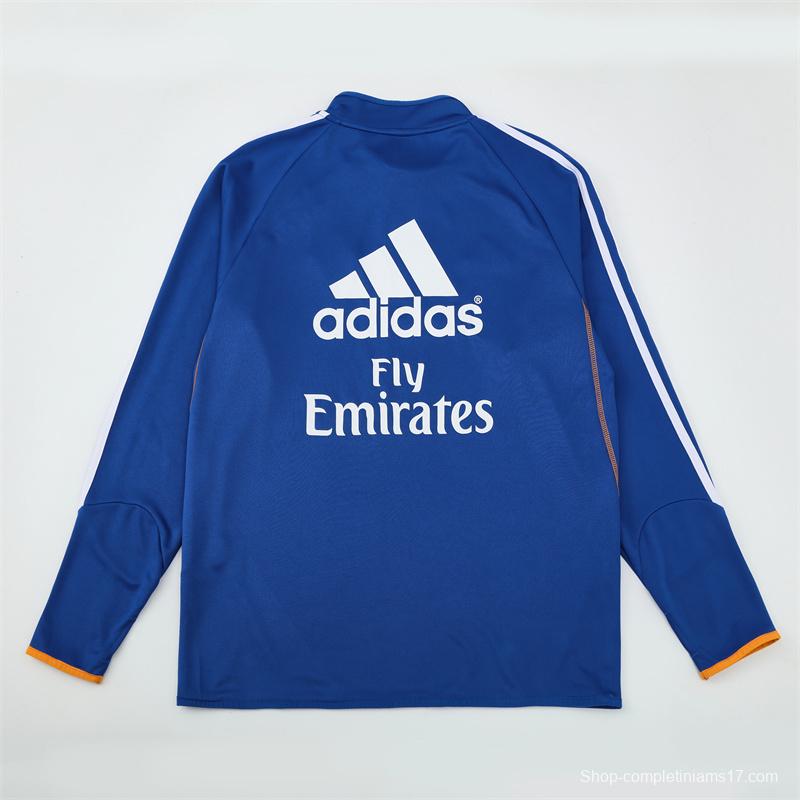 Retro 13/14 Real Madrid Color Blue Half Zipper Jacket+Long Pants