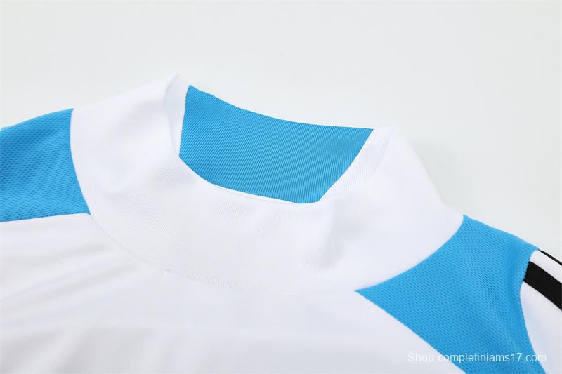 Retro 12/13 Real Madrid White/Blue Half Zipper Jacket+Long Pants