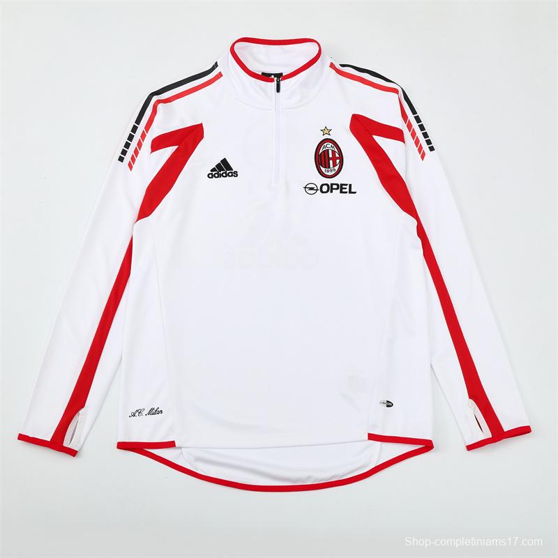 Retro 05/06 AC Milan White Half Zipper Jacket+Long Pants