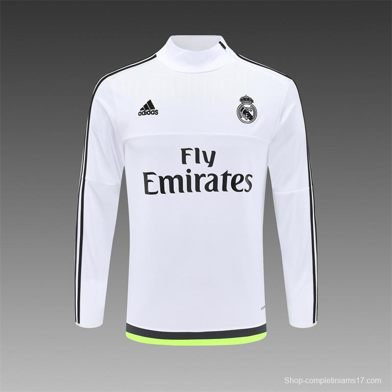 Retro 15/16 Real Madrid White Half Zipper Jacket