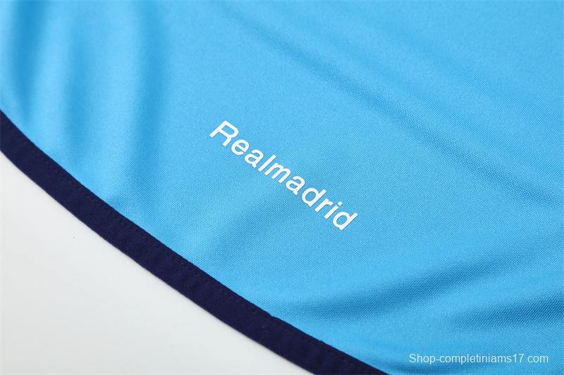 Retro 05/06 Real Madrid Light Blue Half Zipper Jacket+Long Pants