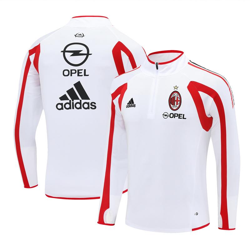 Retro 05/06 AC Milan White Half Zipper Jacket+Long Pants