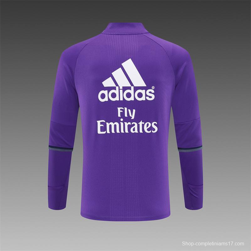 Retro 16/17 Real Madrid Purple Half Zipper Jacket+Long Pants