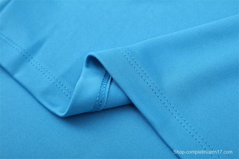 Retro 05/06 Real Madrid Light Blue Half Zipper Jacket+Long Pants