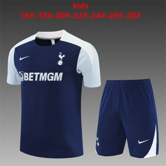 25/26 Kids Tottenham Hotspur Royal Blue Short Sleeve+Soccer Shorts