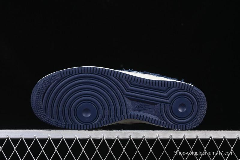 Nike Air Force 1 '07 Low Casual Sneakers in White Navy Blue - YF9511-816
