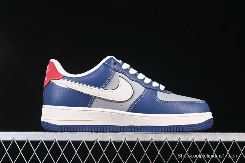 Nike Air Force 1 '07 Low Supreme Collaboration White Blue Gray Red Casual Sneakers - XD2588-602
