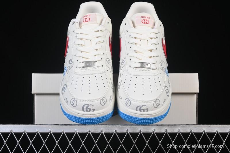 Nike Air Force 1'07 Low Gucci Collaboration White Red Blue Low-Top Casual Sneakers - SC0601-572