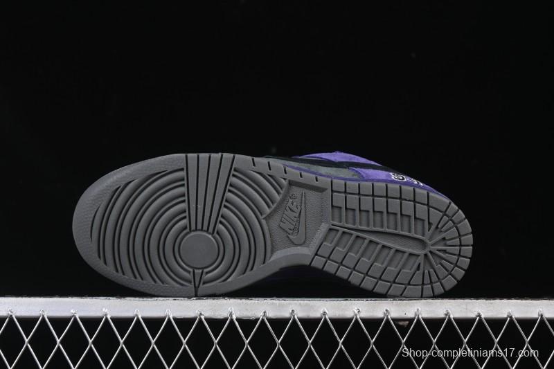 Nike Supreme Dunk SB Dunk Low Casual Skate Shoes Grey Purple - HQ8487-500