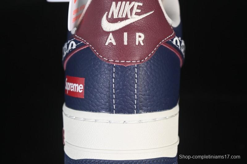 Nike Air Force 1 '07 Low Supreme Collaboration White Blue Wine Red Casual Sneakers - YF9511-801