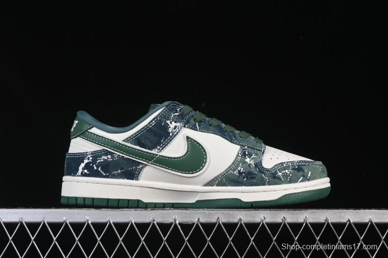 Nike SB Dunk Low BAPE Collaboration White Army Green Anniversary High-End Custom Low-Top Casual Skate Shoes - SC0601-465