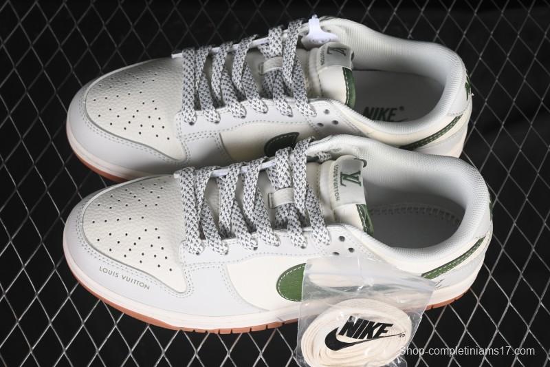 Nike SB Dunk Low LV Collaboration Matcha Green Gum Sole Anniversary High-End Custom Low-Top Casual Skate Shoes - JP1628-032