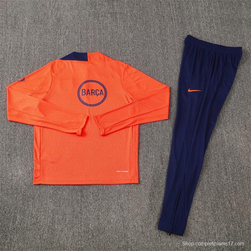 Player Version 25/26 Barcelona Orange T90 Half Zipper Jacket+Long Pants