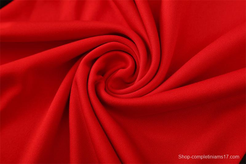 Retro 02/03 Manchester United Red Half Zipper Jacket+Long Pants