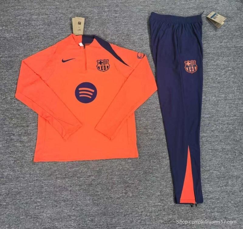 Player Version 25/26 Kids Barcelona Orange T90 Half Zipper Jacket+Long Pants
